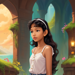 a painting of a girl in a white shirt