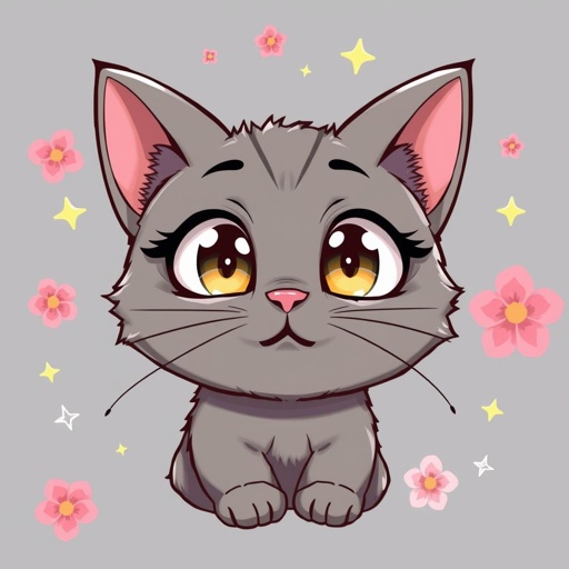 Grey cat winking