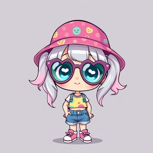 Girl with a pink bucket hat