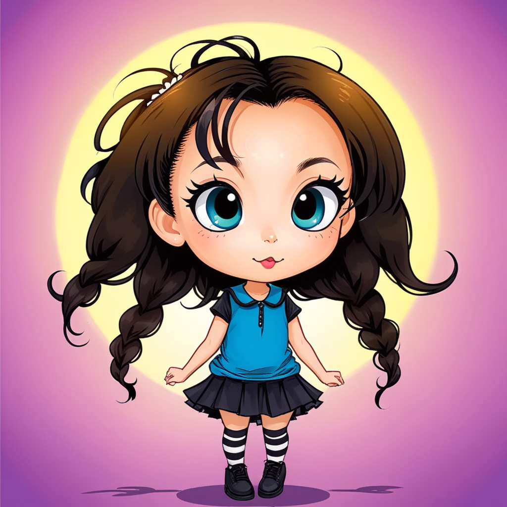 a little girl with long hair standing in front of a full moon