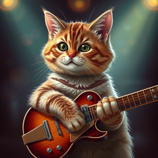 Cat with guitar