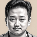 a black and white drawing of a man