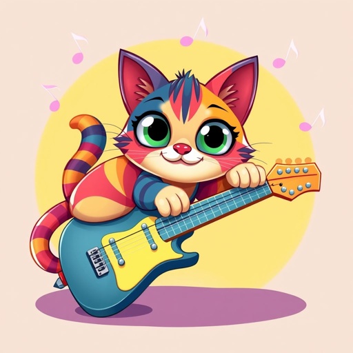 Cat and guitar