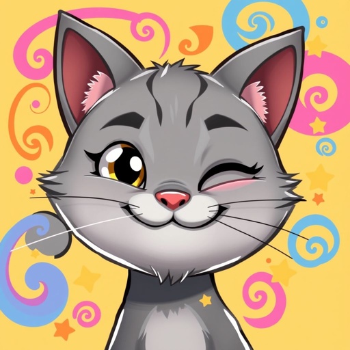 Grey cat winking
